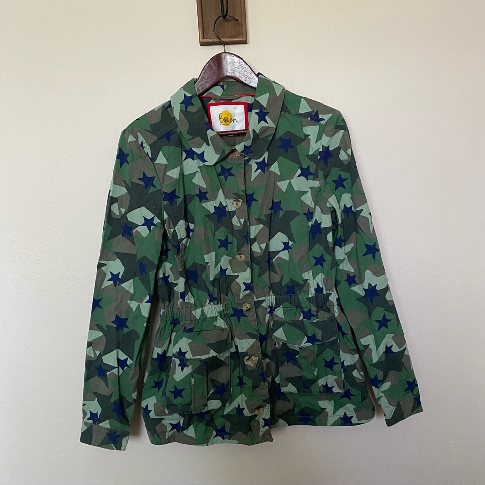 Boden Youth 15/16y Camouflage and stars Military Style Button Jacket